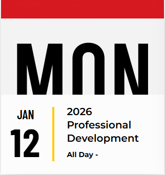 A calendar page showing Monday, January 12, 2026, with the event Professional Development scheduled for all day.