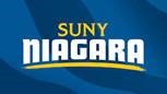 The image displays the SUNY Niagara logo with SUNY in yellow above NIAGARA in bold white letters, set against a blue background with subtle wave patterns.