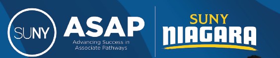 SUNY ASAP and SUNY Niagara logos on a blue background with the text Advancing Success in Associate Pathways under ASAP.