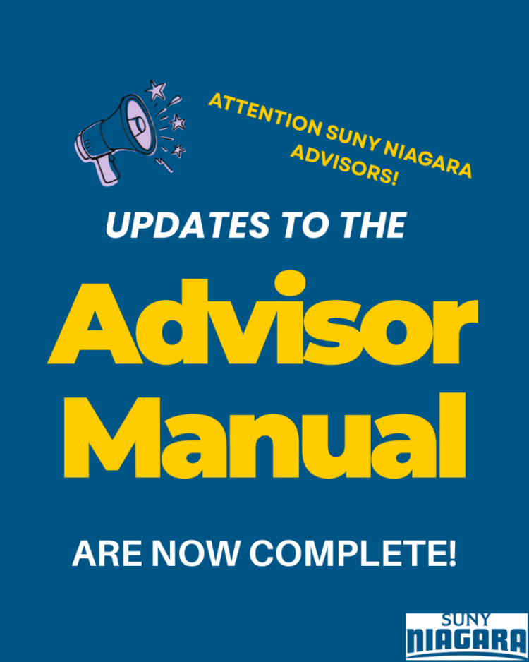 Announcement for SUNY Niagara advisors: Updates to the Advisor Manual are now complete.