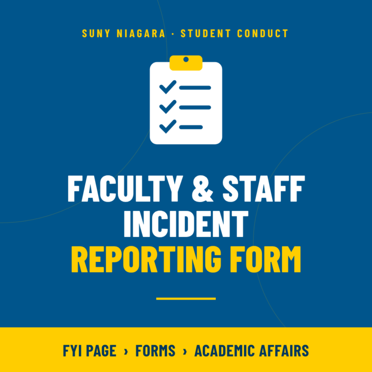 SUNY Niagara Student Conduct Faculty and Staff Incident Reporting Form.